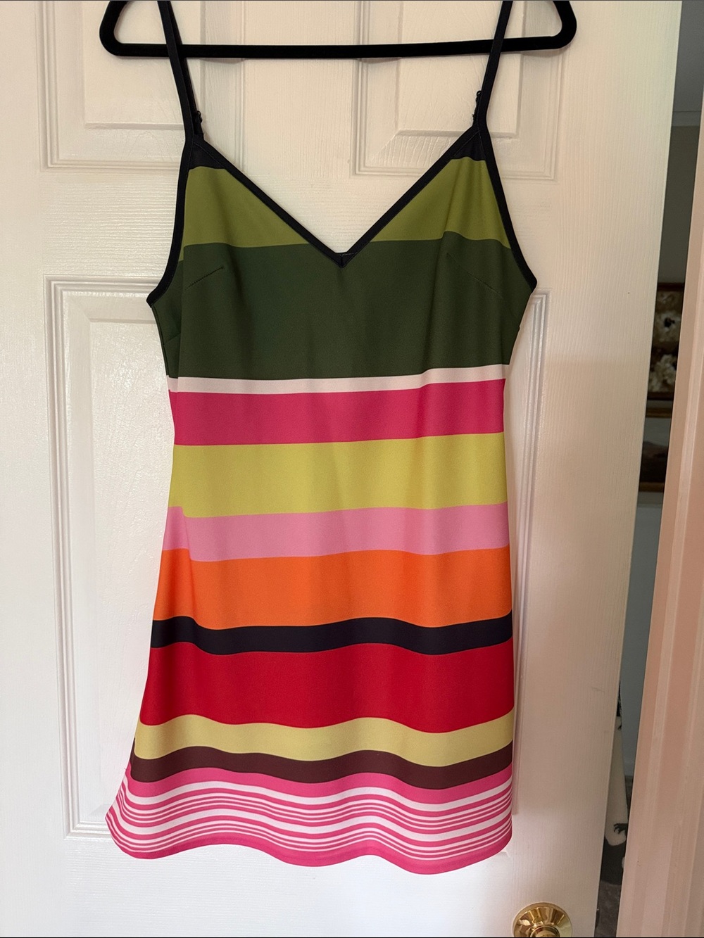 With Harper Lu Bias Mini Dress emerald stripe